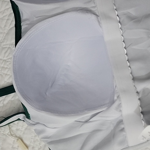 Rouche Tummy Control Retro Push-up Elegant Green One-Piece Swimsuit Plus XXL - Picture 12 of 14